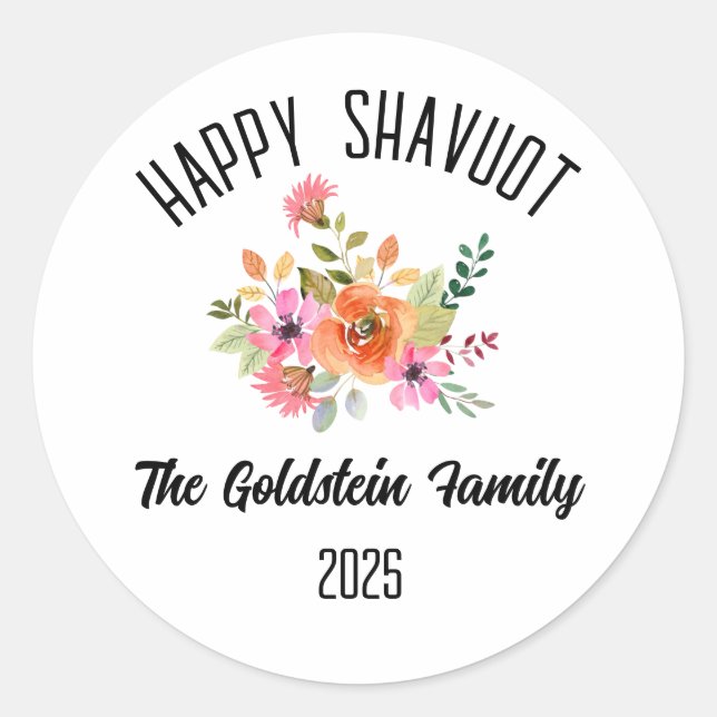 Shavuot Jüdischer Urlaub Personalisiert Familienna Runder Aufkleber (Vorderseite)