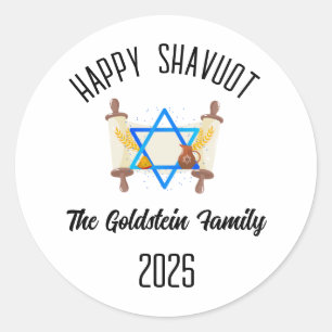 Shavuot Jüdischer Urlaub Personalisiert Familienna Runder Aufkleber