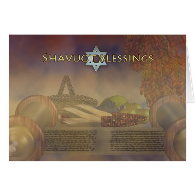 Shavuot Segen - Shavuot Karten-Rolle und Nahrung (Vorderseite (Horizontal))