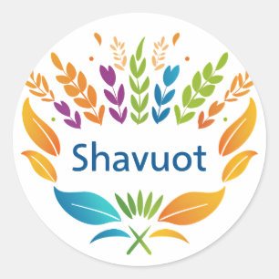 Shavuot - Shavuot-Symbol mit farbenprächtiger Weiz Runder Aufkleber