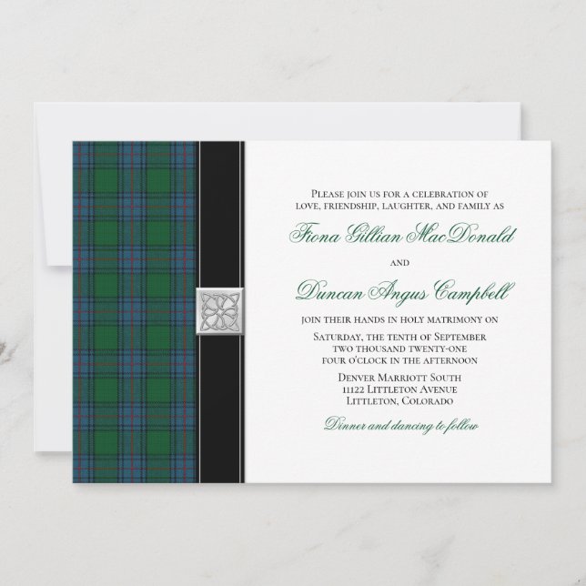 Shaw Tartan Celtic Wedding Einladung (Vorderseite)