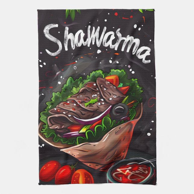Shawarma ش ا ر و ا م ل ح م geschirrtuch (Vertikal)