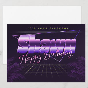 Shawn prénom carte rétro lilas pour anniversaire