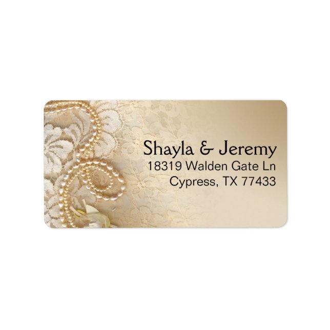 Shayla Pearls and Lace Mailing | Aubergine Adressaufkleber (Vorne)