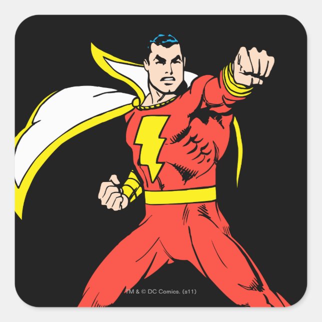 Shazam bereit für den Kampf Quadratischer Aufkleber (Vorderseite)