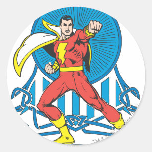 SHAZAM in Kampfstellung Runder Aufkleber