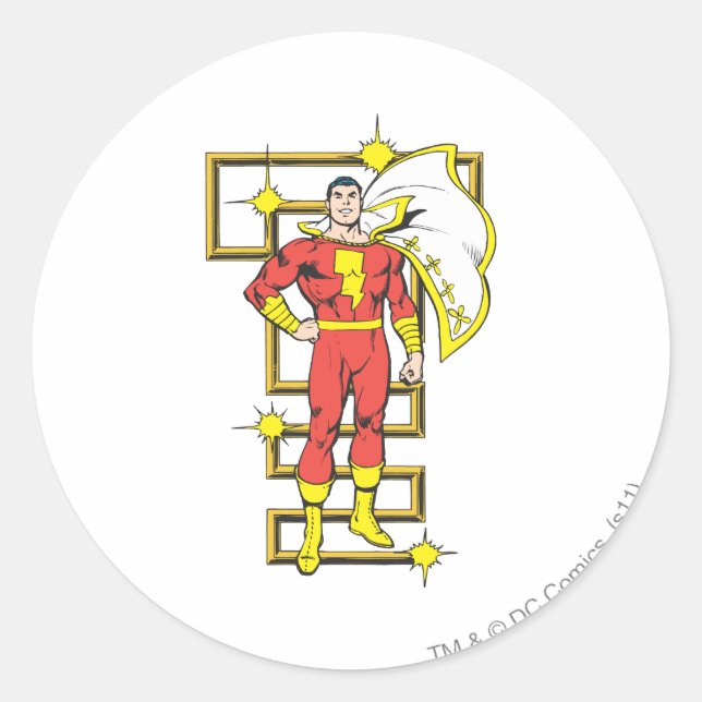 SHAZAM-Posen Runder Aufkleber (Vorderseite)