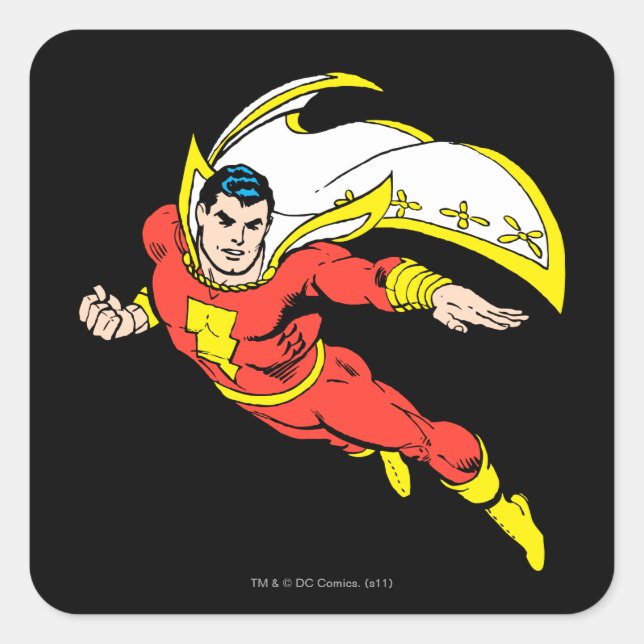 Shazam Soaring Quadratischer Aufkleber (Vorderseite)
