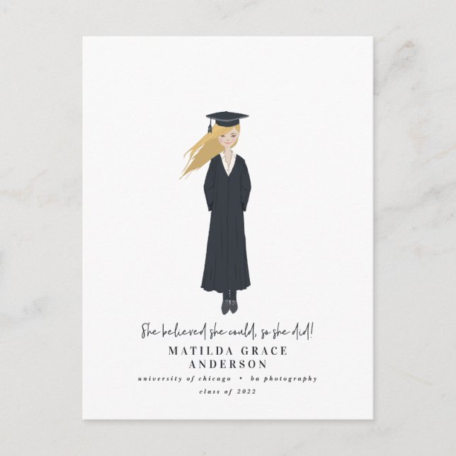 She believed she could so she did graduation party einladungspostkarte (Vorderseite)