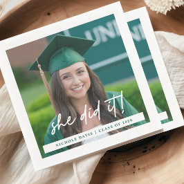 She Did It Photo Graduation Napkin Serviette