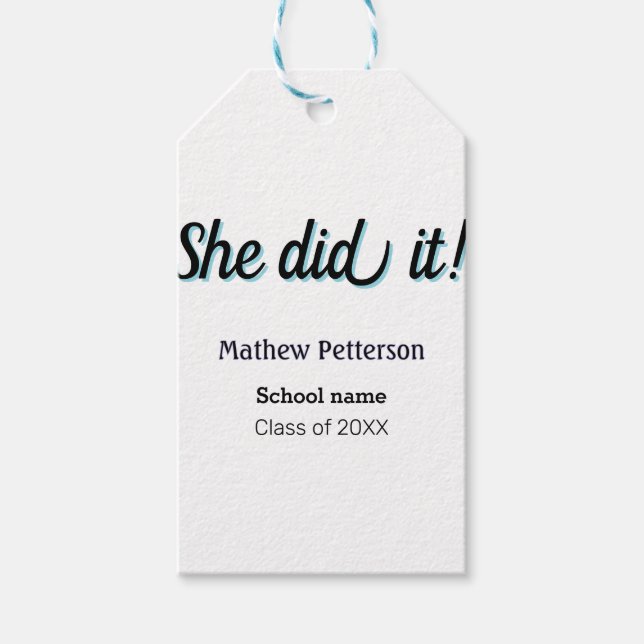 She did it simple black classy modern graduation geschenkanhänger (Vorderseite)
