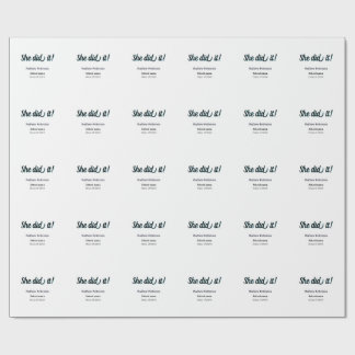 She did it simple black classy modern graduation geschenkpapier