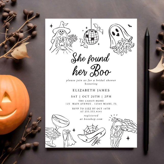 She Found Her Boo Ghost Floral  Bridal Shower  Einladung (Von Creator hochgeladen)