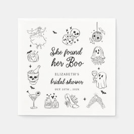 She Found Her Boo Ghost Floral Bridal Shower Serviette