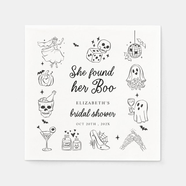 She Found Her Boo Ghost Floral Bridal Shower Serviette (Vorderseite)