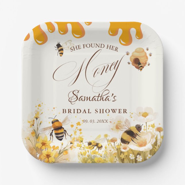 She found her honey Bee bridal shower Pappteller (Vorderseite)