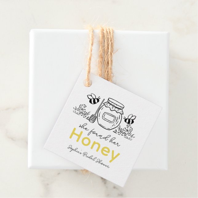 She found her Honey Hand-drawn White Bridal Shower Geschenkanhänger (Beispiel)