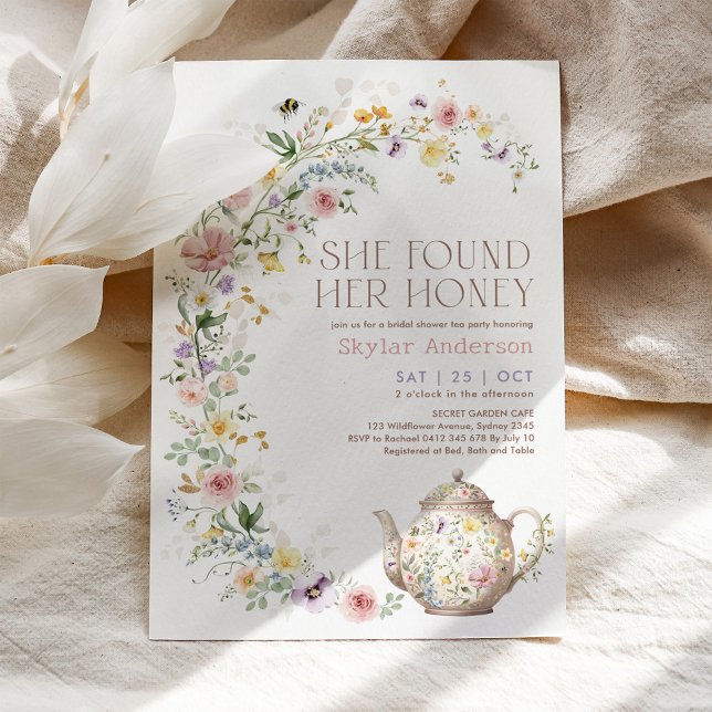 She Found Her Honey Wildflower Bridal Shower Tea Einladung (Von Creator hochgeladen)