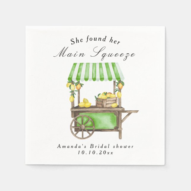 She Found Her Main Squeeze Lemon Bridal Shower Serviette (Vorderseite)