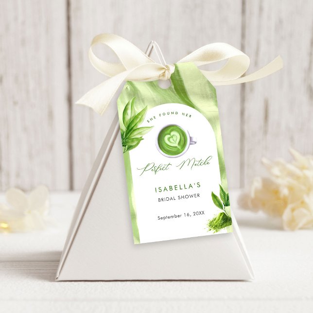 She Found Her Perfect Matcha Elegant Bridal Shower Geschenkanhänger (Von Creator hochgeladen)