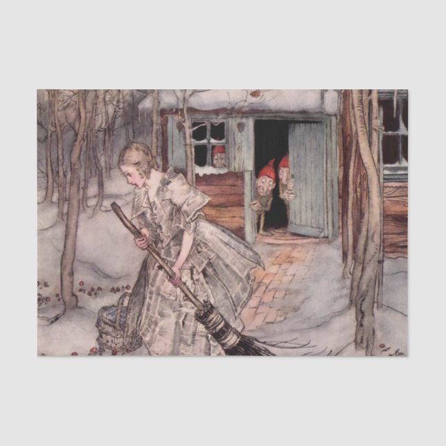"She Found Ripe Strawberries" von Arthur Rackham Seidenpapier (Vorderseite)