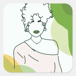 she - green quadratischer aufkleber