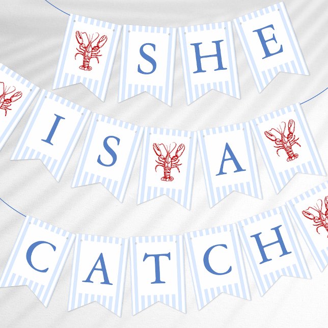 She Is A Catch Coastal Hamptons Bachelorette Wimpelkette (Von Creator hochgeladen)