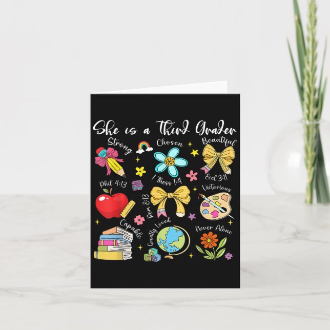 She Is A Third Grader Bible Verses Back To School  Karte (Vorderseite)
