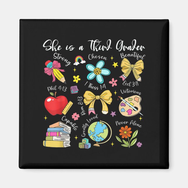 She Is A Third Grader Bible Verses Back To School  Magnet (Vorne)