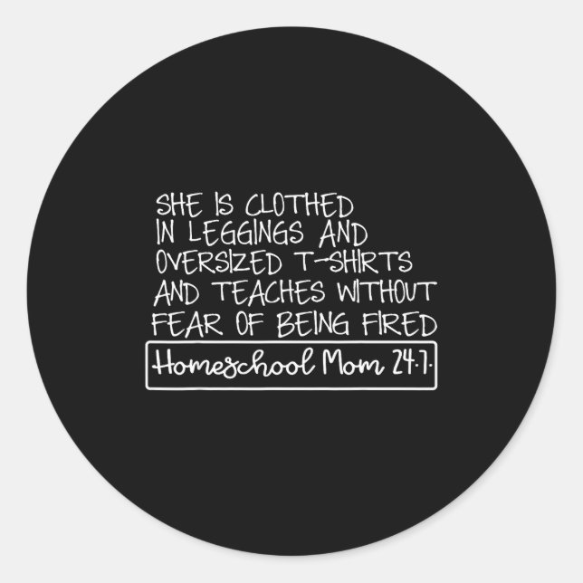 She Is Clothed In Leggings And Oversized Homeschoo Runder Aufkleber (Vorderseite)