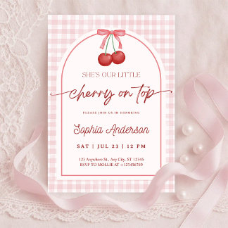 She is the Cherry on Top Gingham Baby Shower Einladung