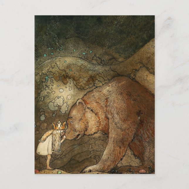 "She Kissing the Bären" von John Bauer Postkarte (Vorderseite)