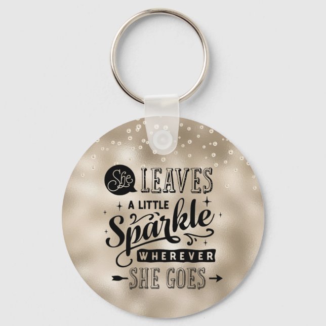 She Leaves a Sparkle on Gold and Pearls Schlüsselanhänger (Vorderseite)