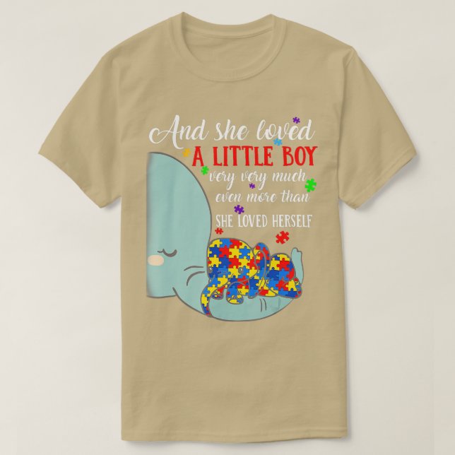 She Loved A Little Boy Very Much Autism Elephant M T-Shirt (Design vorne)