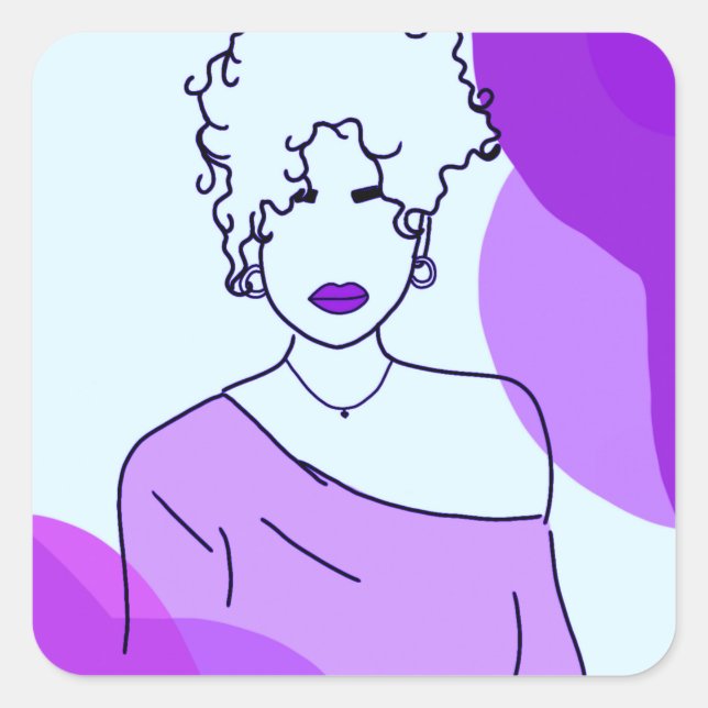 she - roxo quadratischer aufkleber (Vorderseite)