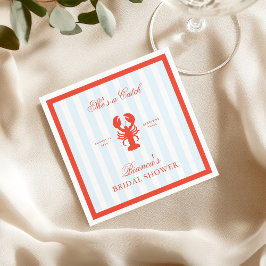 She’s a Catch Lobster Red and Blue Bridal Shower Serviette