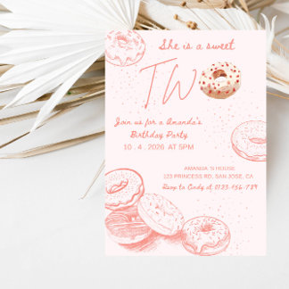 She’s a Sweet TWO Donut Girl’s 2nd Birthday Party Einladung
