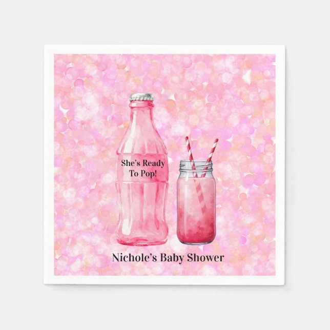 She’s Ready To Pop Girl Baby Shower Serviette (Vorderseite)