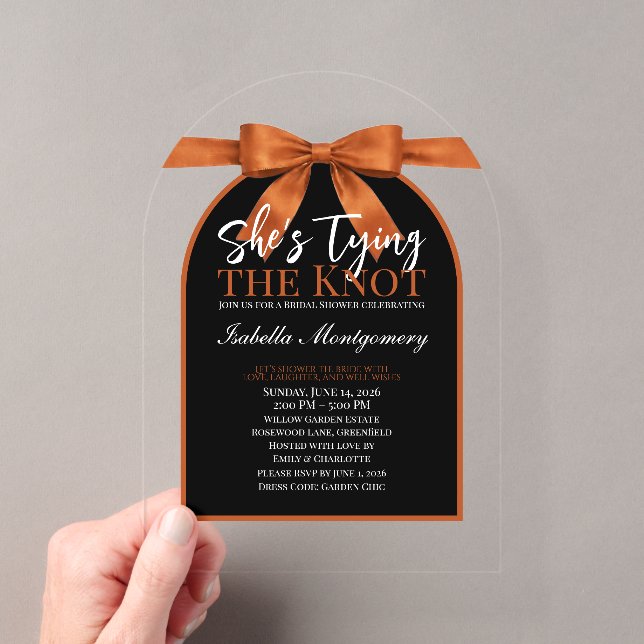 She’s Tying the Knot Burnt Orange Palette Bow Acryleinladungen (Insitu (Handheld))