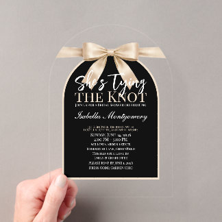 She’s Tying the Knot Champagne Palette Bow Acryleinladungen