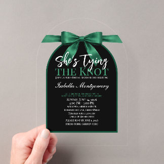 She’s Tying the Knot Emerald Green Palette Bow Acryleinladungen
