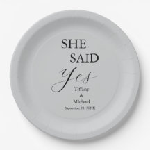 She Said Yes Bridal Shower Grey