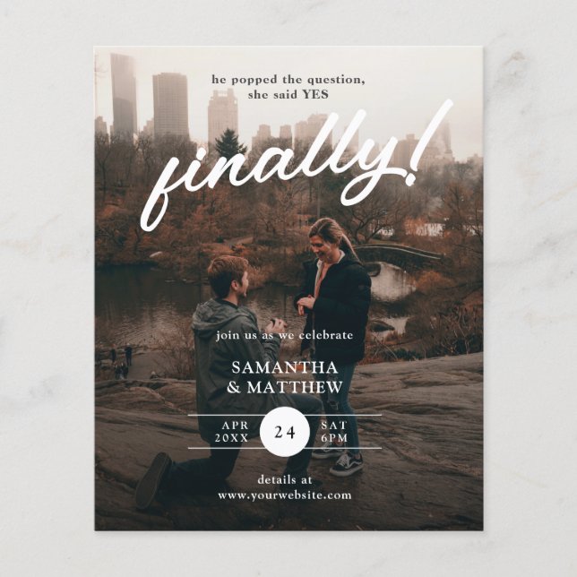 She Said Yes Finally Photo Engagement Party Invite Flyer (Vorne)
