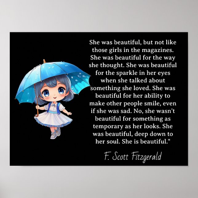 She was beautiful === F.Scott Fitzgerald  quote Poster (Vorne)
