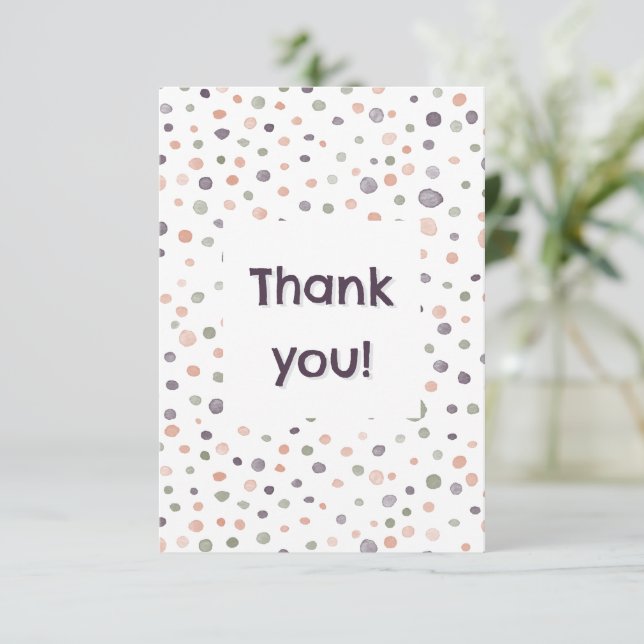 Shea Confetti Watercolor Dots Danke Karte (Stehend Vorderseite)