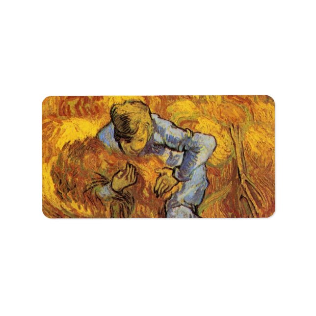 Sheaf Binder (nach Millet) von Vincent van Gogh Adressaufkleber (Vorne)