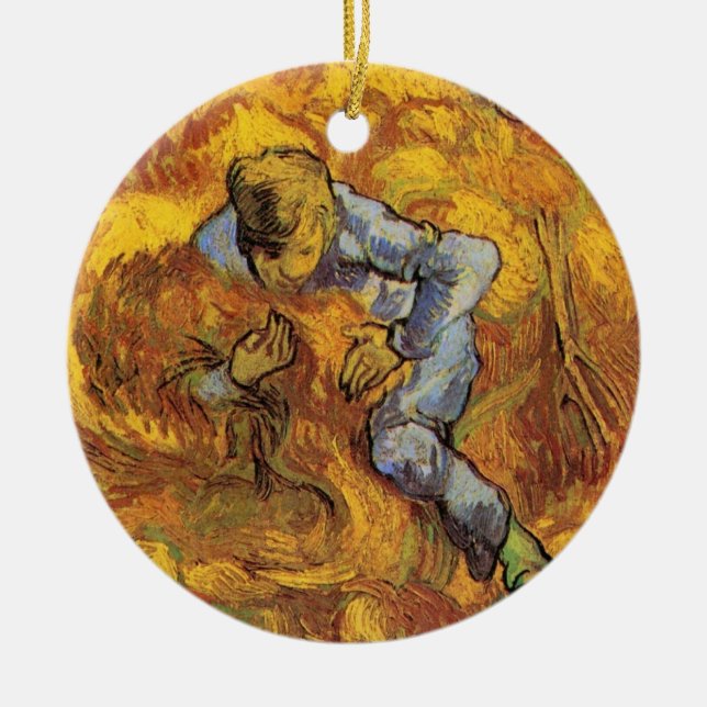 Sheaf Binder (nach Millet) von Vincent van Gogh Keramik Ornament (Vorne)