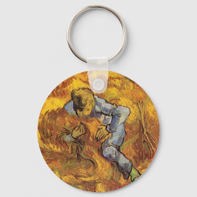 Sheaf Binder (nach Millet) von Vincent van Gogh Schlüsselanhänger (Vorderseite)