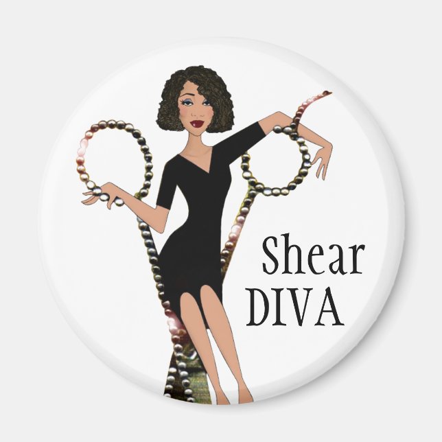 "Shear DIVA" Afro-Américain Diva Magnet (Devant)