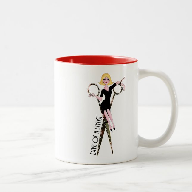 Shear DIVA - Hair Stylist DIVA Zweittonkaffee Tass Zweifarbige Tasse (Rechts)